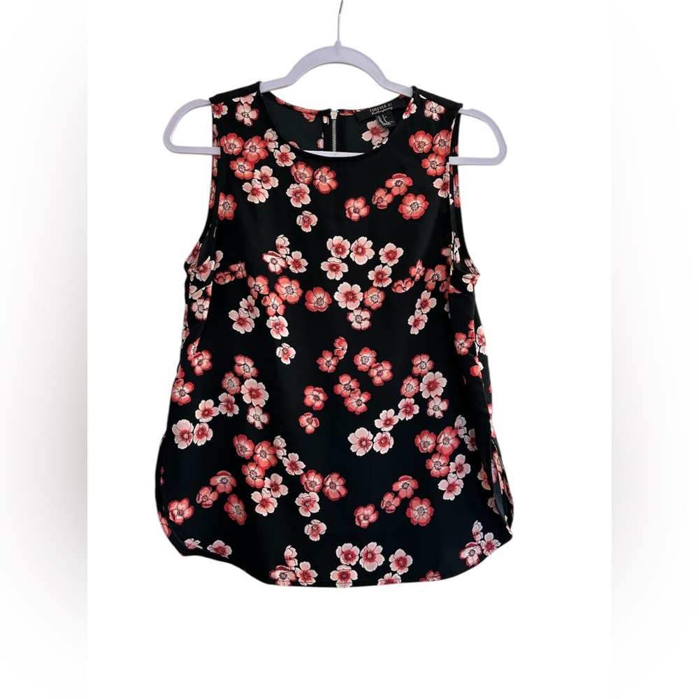 Forever 21 Pink Floral Sleeveless Top Cherry Blossom Print Women’s S